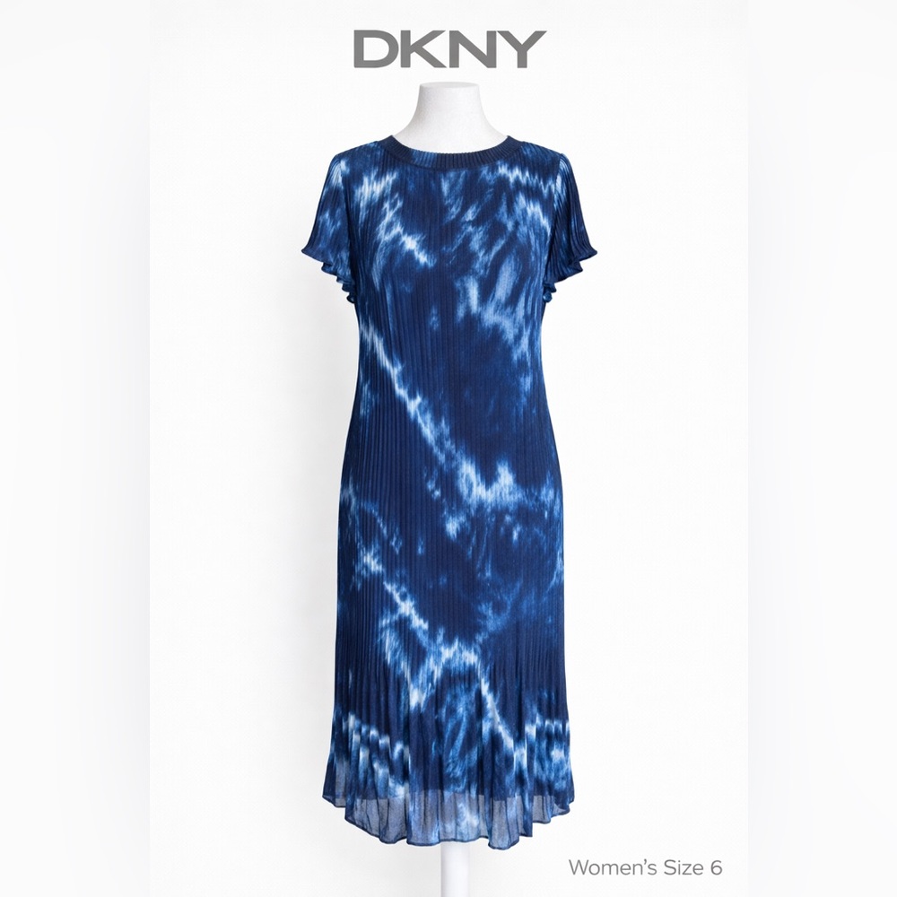 DKNY Navy Tie-Dye Midi Dress